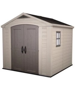 CASETTA DA GIARDINO KETER "FACTOR 8x8" IN RESINA COLORE BEIGE CON PORTA BATTENTE DOPPIA 256,5X255X243 CM